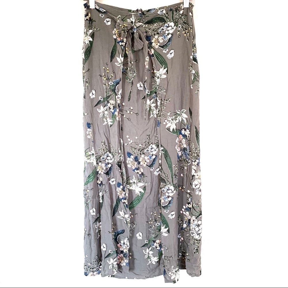 Cleobella gray floral wrap midi skirt size s